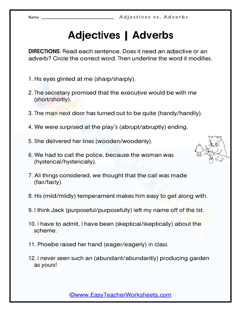 Adjectives vs Adverbs Worksheet | Grade 4 Essential Ready - Page 1