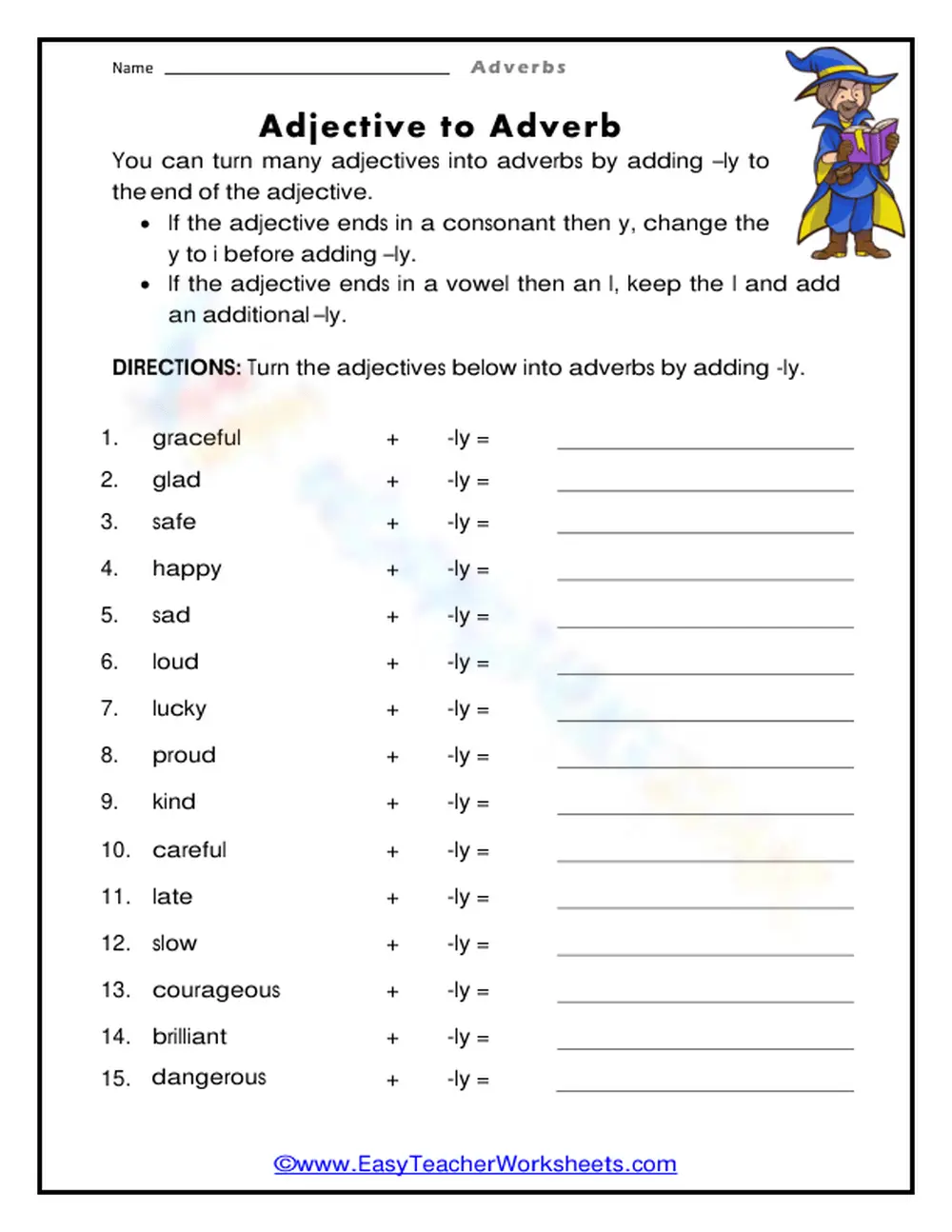 Understanding -ly Endings for Adverbs - Page 1