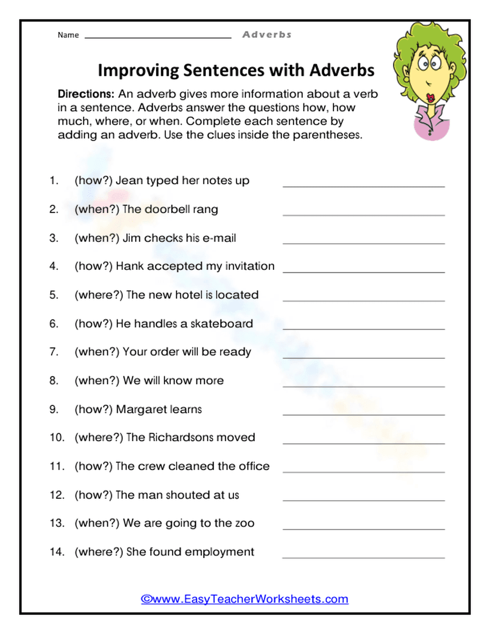 Essential Adverbs Worksheet | Grade 3-5 ELA Practice - Page 1