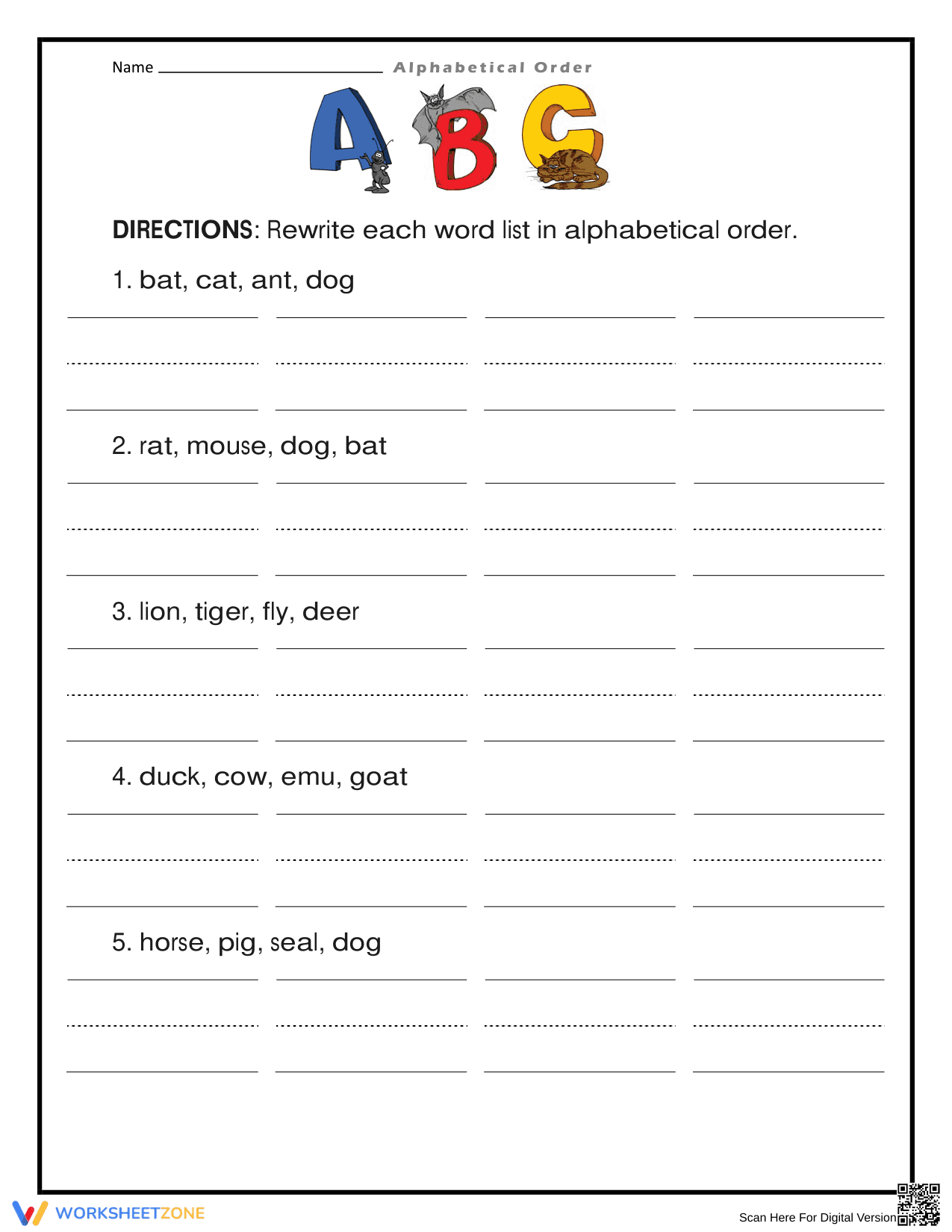 Essential Alphabetical Order Worksheet | Grade 1 ABCs - Page 1