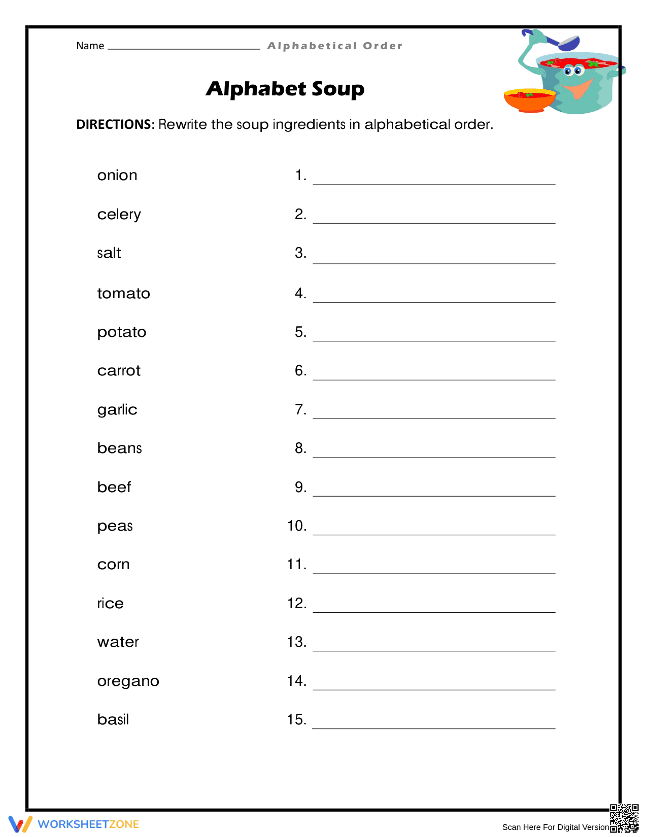 Alphabetical Order Worksheet | Grade 2 Essential English - Page 1