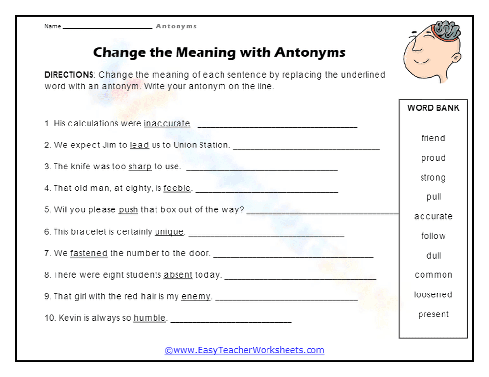 Essential Antonyms Worksheet | Grades 3-5 ELA Ready - Page 1