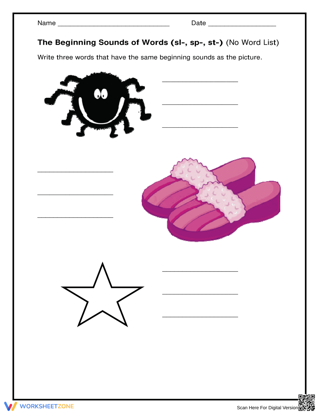 Grade 1 S-Blends — Printable No-Prep Worksheet - Page 1