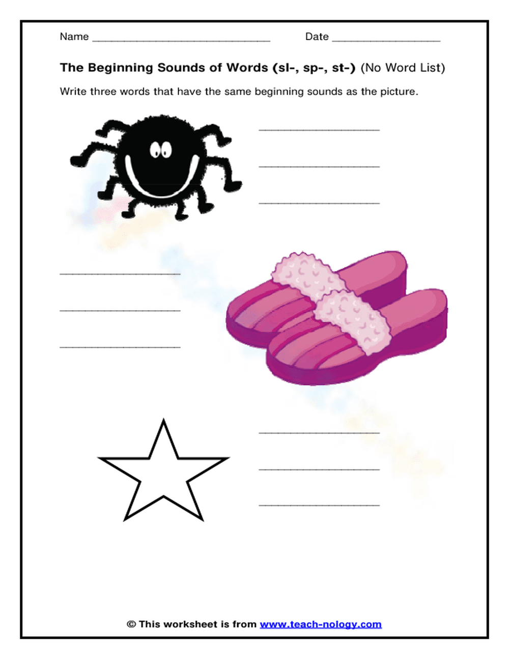Grade 1 S-Blends — Printable No-Prep Worksheet - Page 1