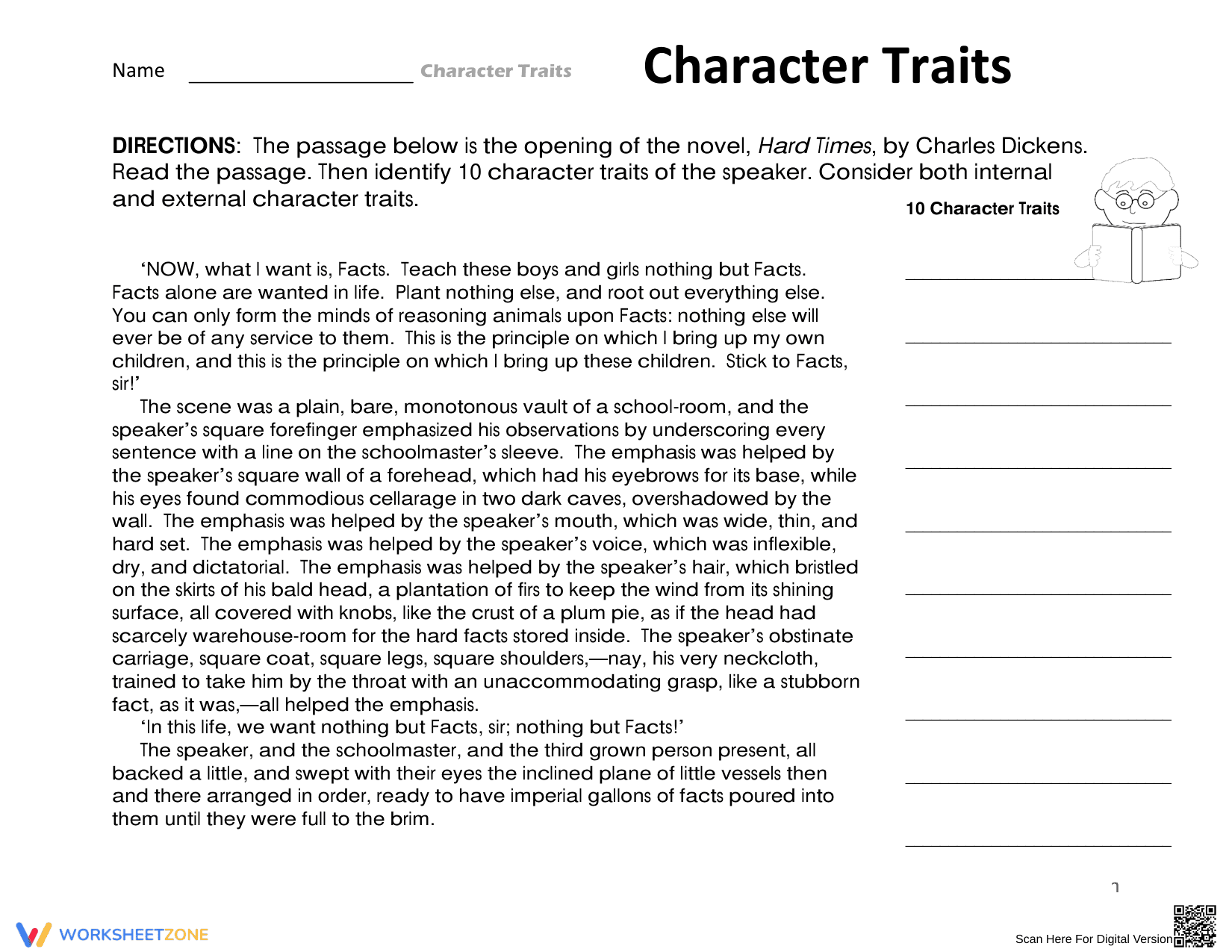 Essential Character Traits Worksheet | Grade 4 ELA - Page 1