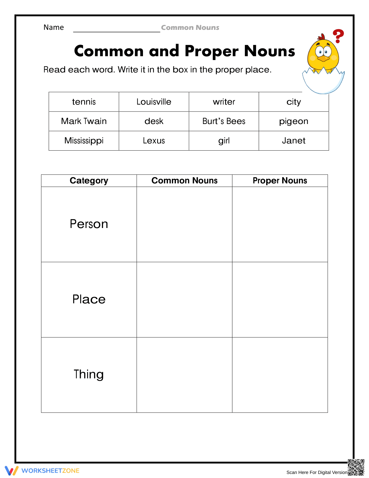 Essential Common and Proper Nouns Worksheet | Grade 1-3 - Page 1