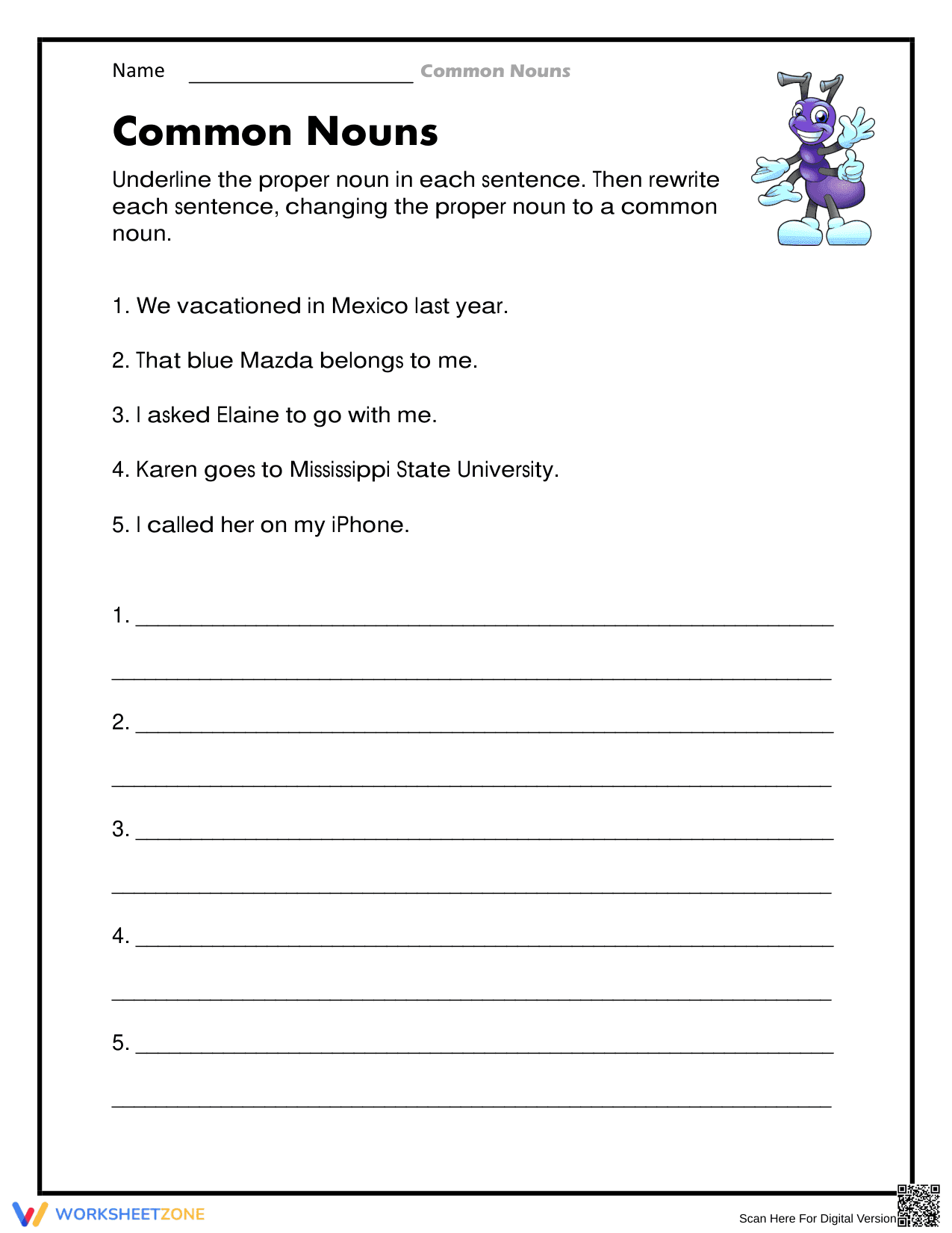 Practice Sentence Writing Worksheet - Page 1