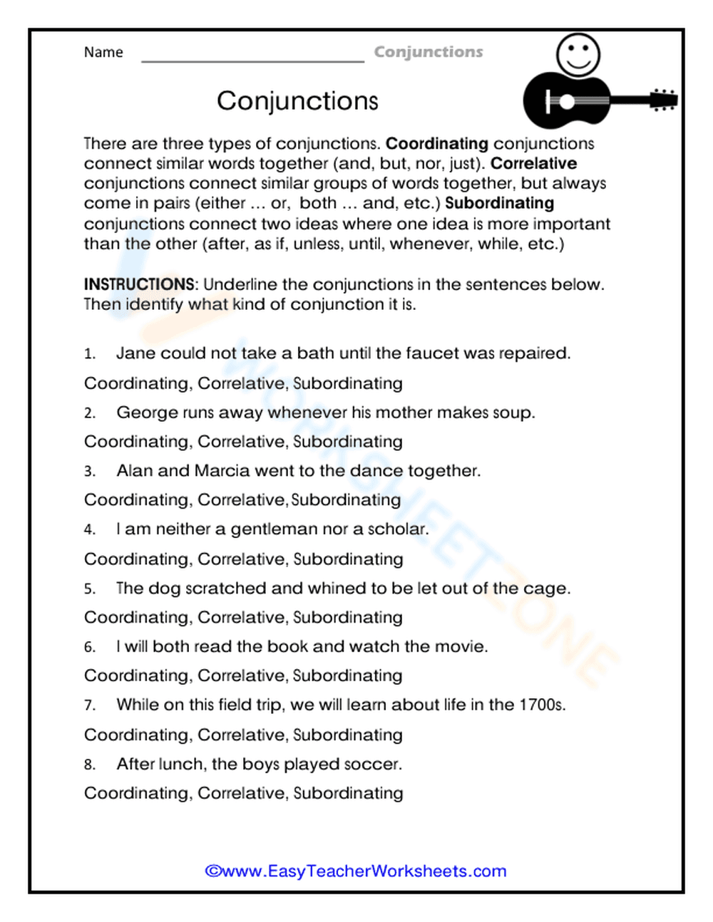 Essential Conjunctions Worksheet | Grade 4-5 ELA Ready - Page 1