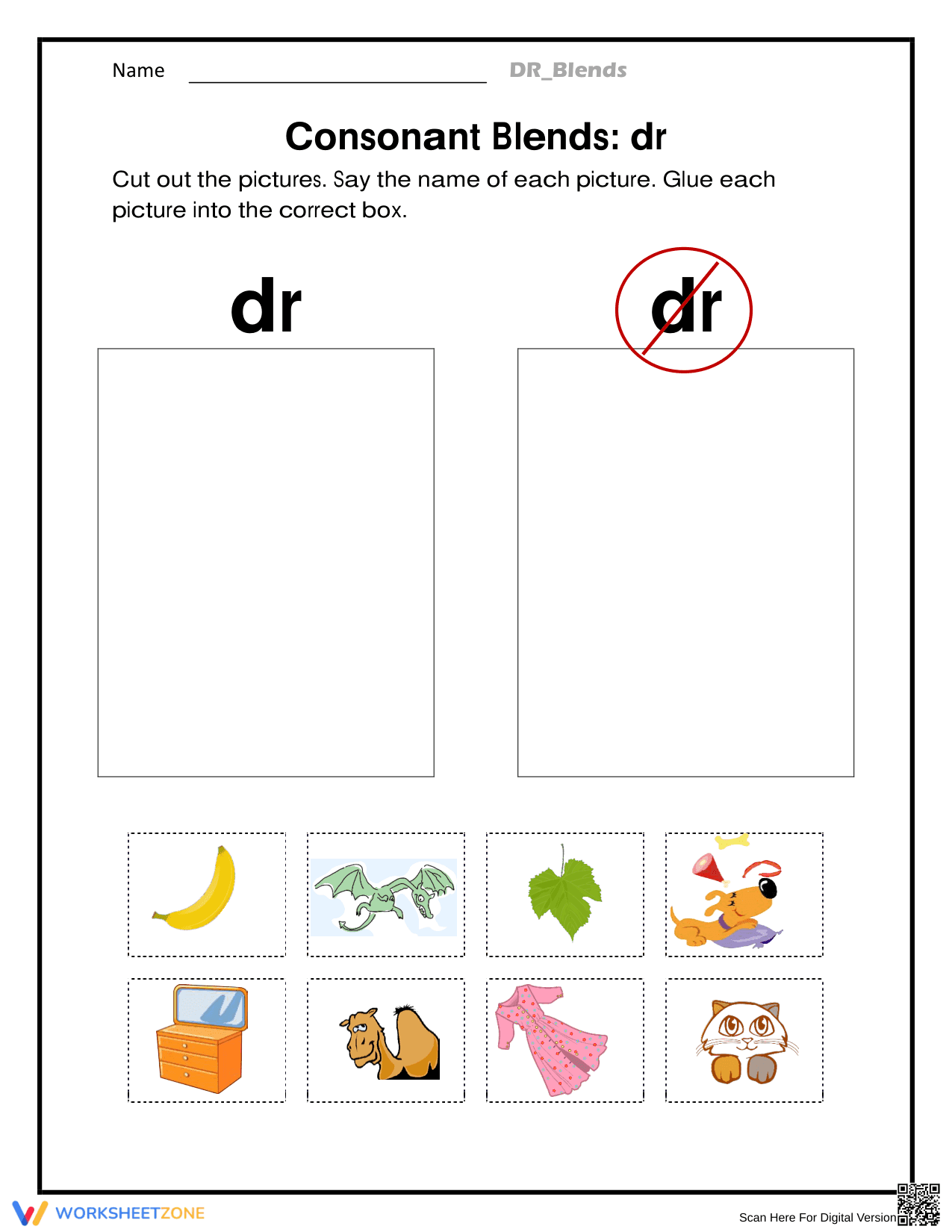 Essential dr Consonant Blends Worksheet | Grades 1-3 - Page 1