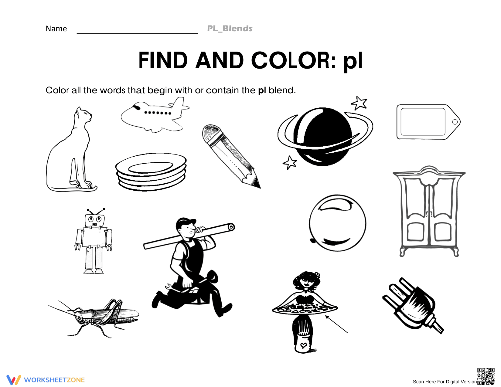 Printable Blender Bait pl Blends Worksheet | Grade 1-3 - Page 1
