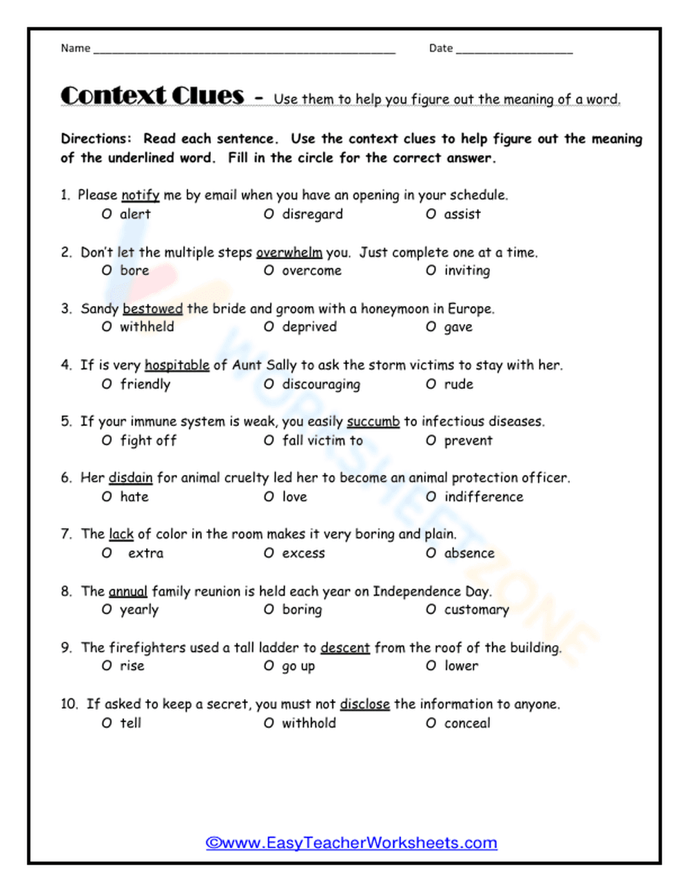 Context Clues Essential Worksheet | Grade 5 ELA Aligned - Page 1