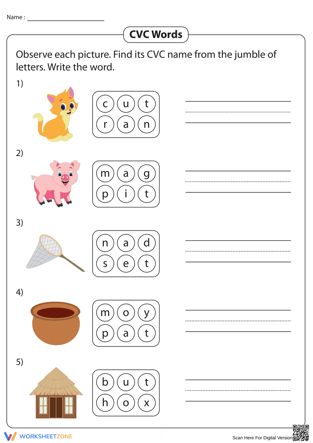 Essential CVC Words Worksheet | Grade 1 Phonics Ready - Page 1