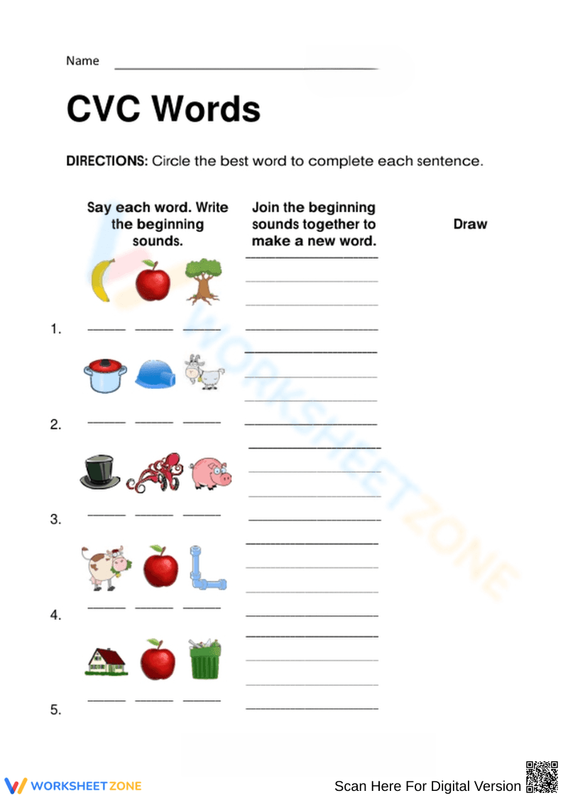 Grade 2 CVC Words — Printable No-Prep Worksheet - Page 1