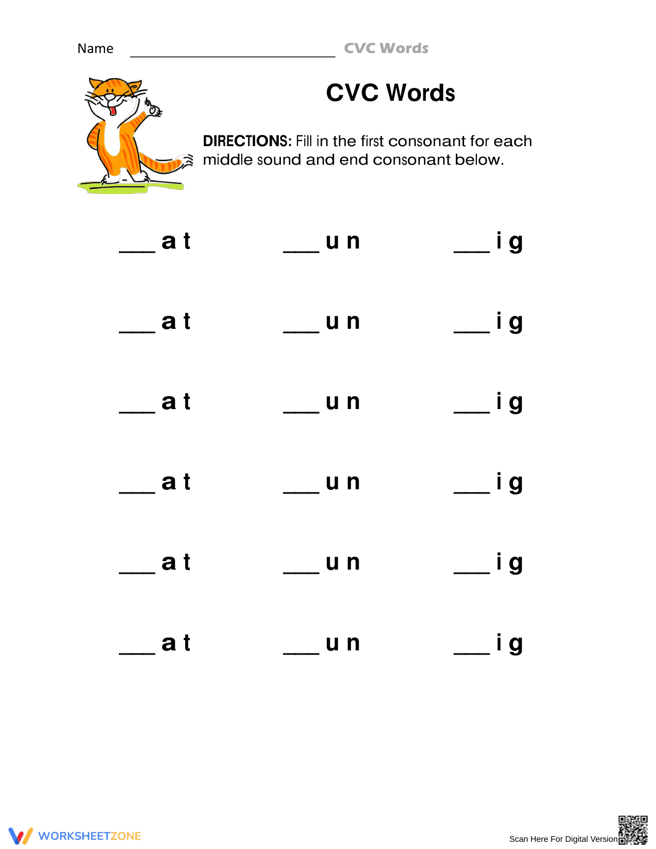 CVC Words Worksheet | Essential Grade K Phonics - Page 1