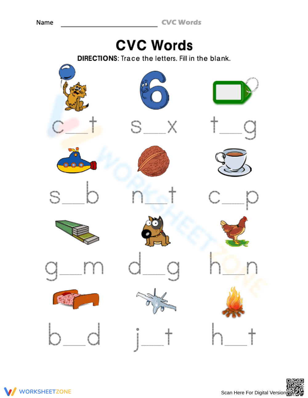 Essential CVC Words Worksheet | Grade 1-3 Phonics - Page 1