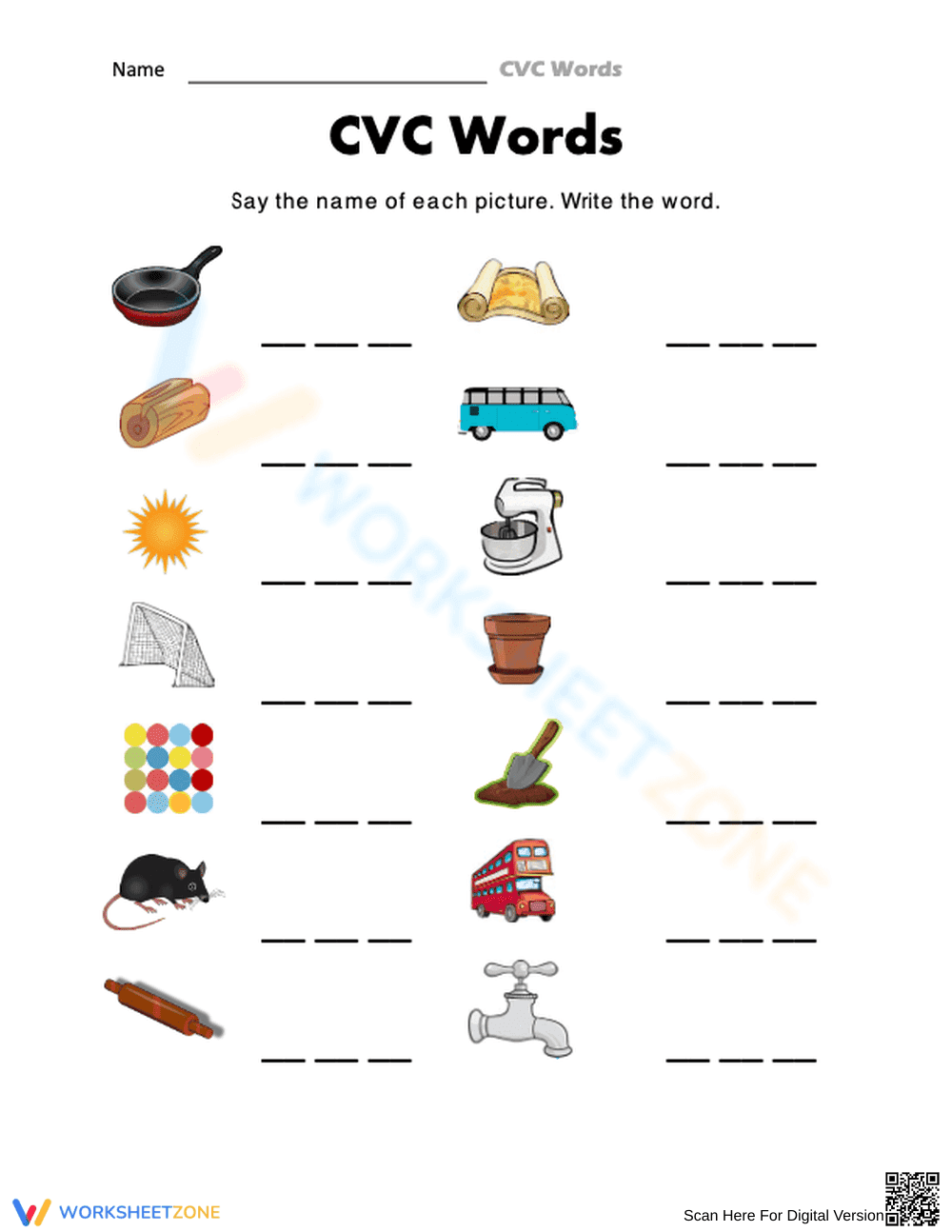 CVC Words Practice Worksheet | Grade 1 Essential - Page 1