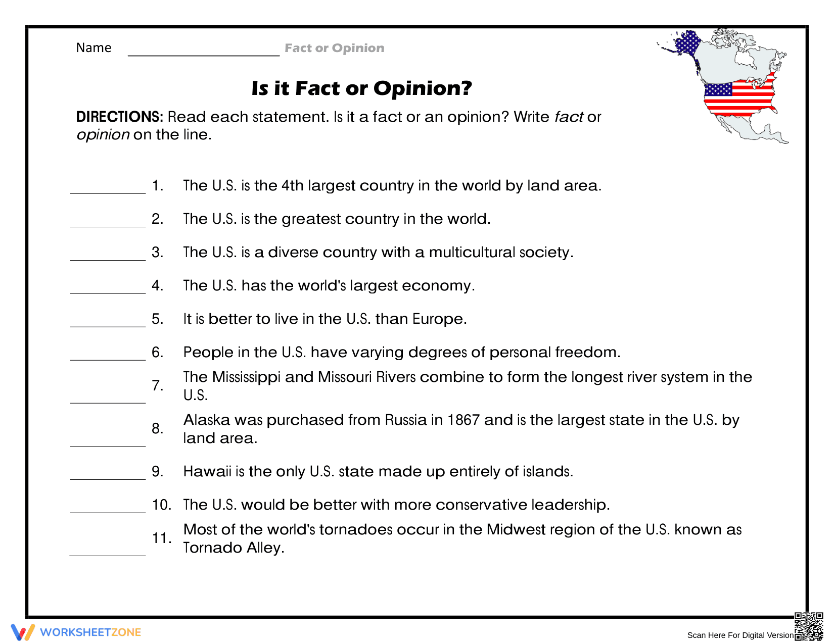 Essential Fact vs Opinion Worksheet | Grade 4 ELA - Page 1