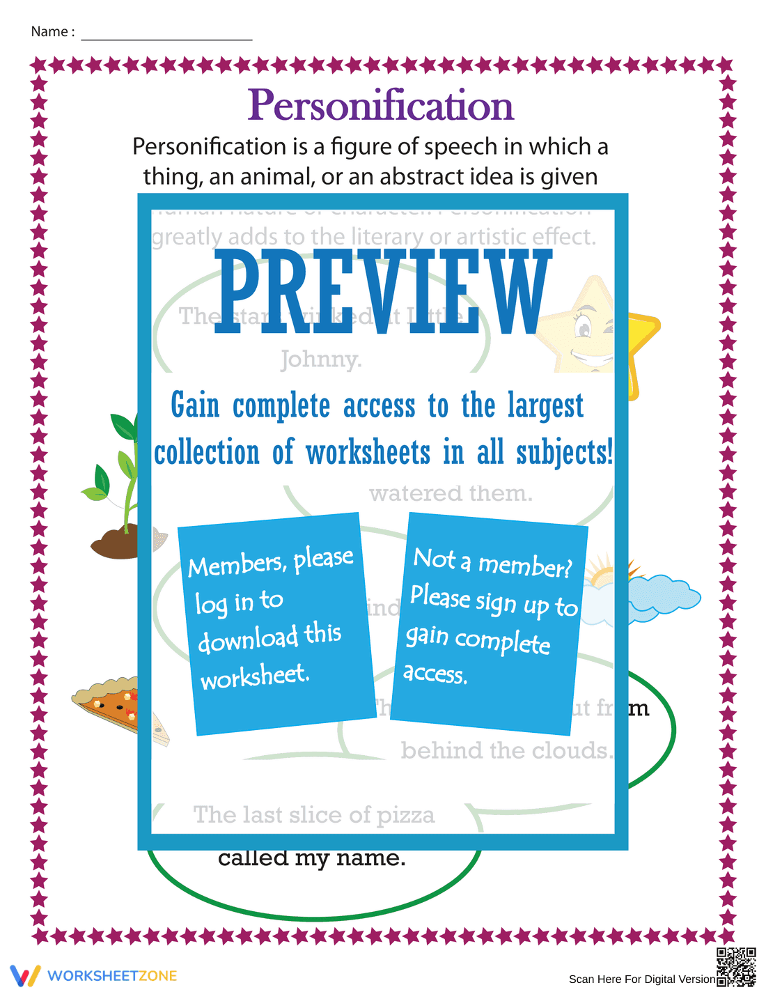 Personification Chart: Understanding Literary Devices - Page 1