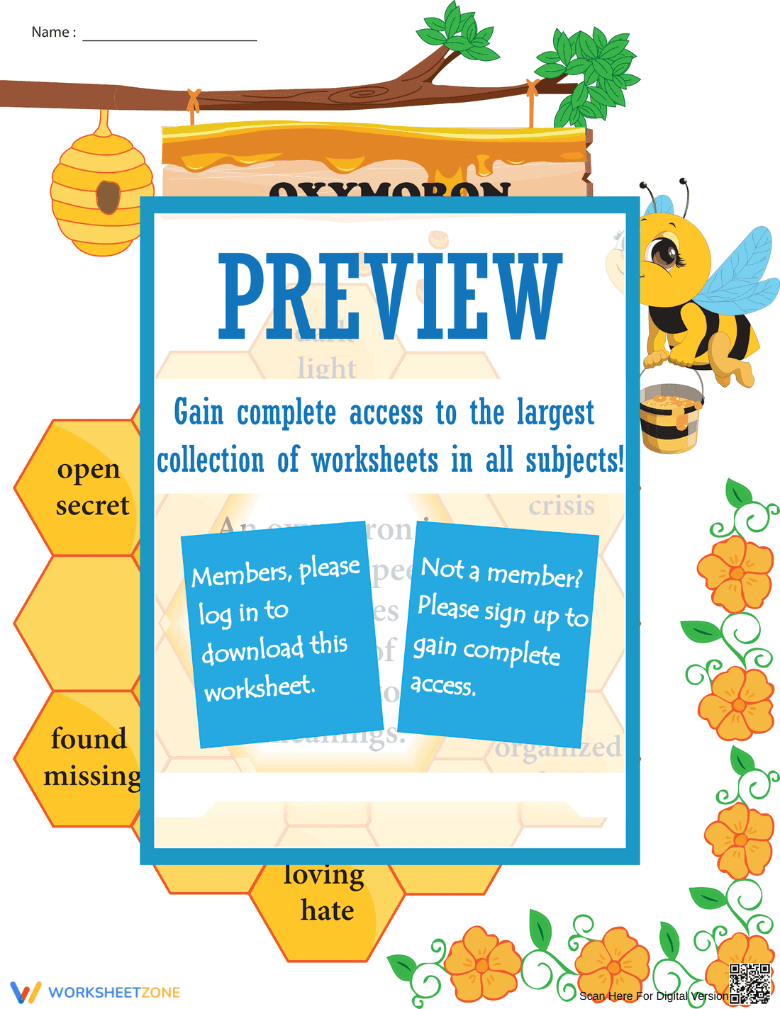 Essential Oxymoron Chart Printable | Grades 1-5 ELA - Page 1