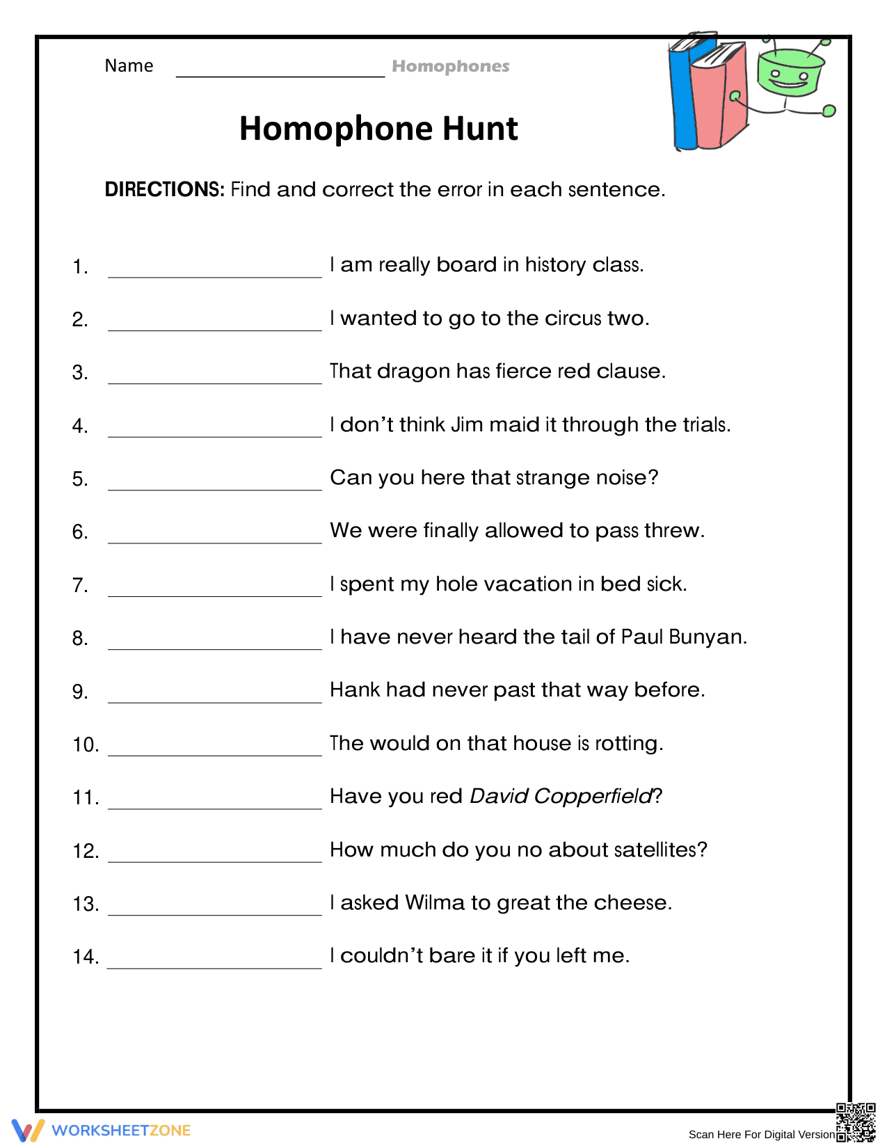 Printable Homophone Hunt Worksheet | Grade 2 English - Page 1