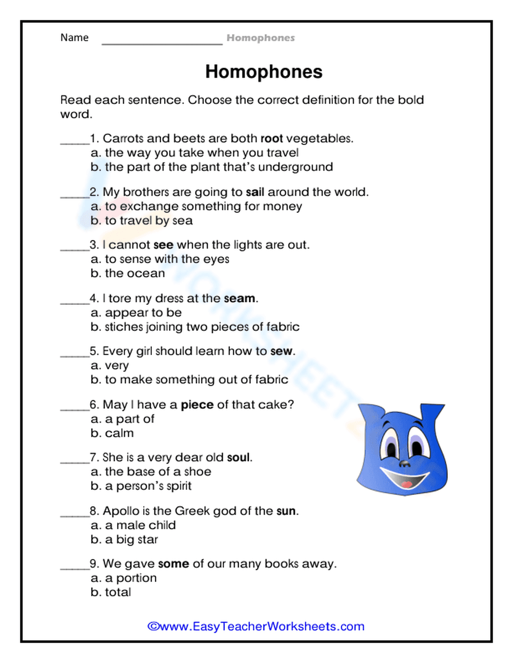 Essential Homophones Worksheet | Grade 2 English - Page 1