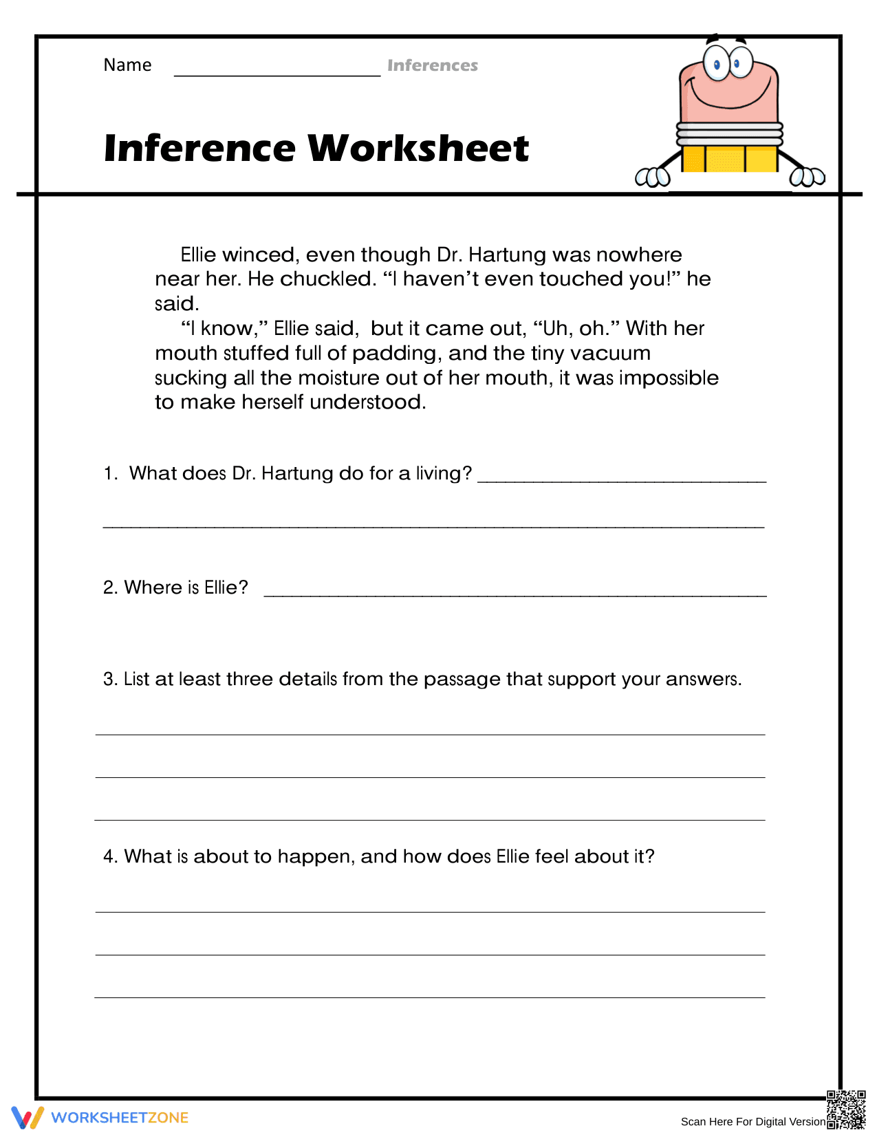 Grade 4 Making Inferences — Printable No-Prep Worksheet - Page 1