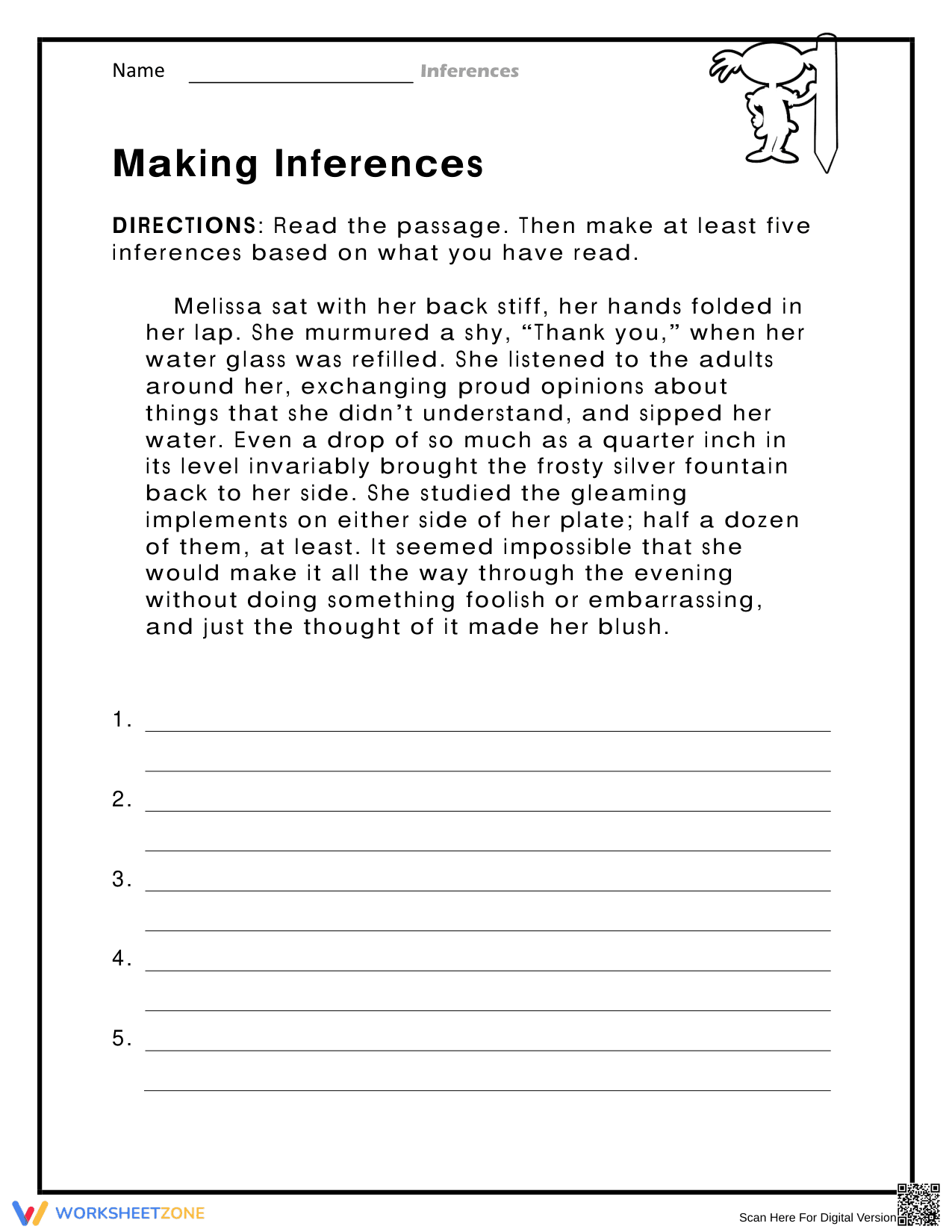 Making Inferences Worksheet | Essential Grade 4 ELA - Page 1