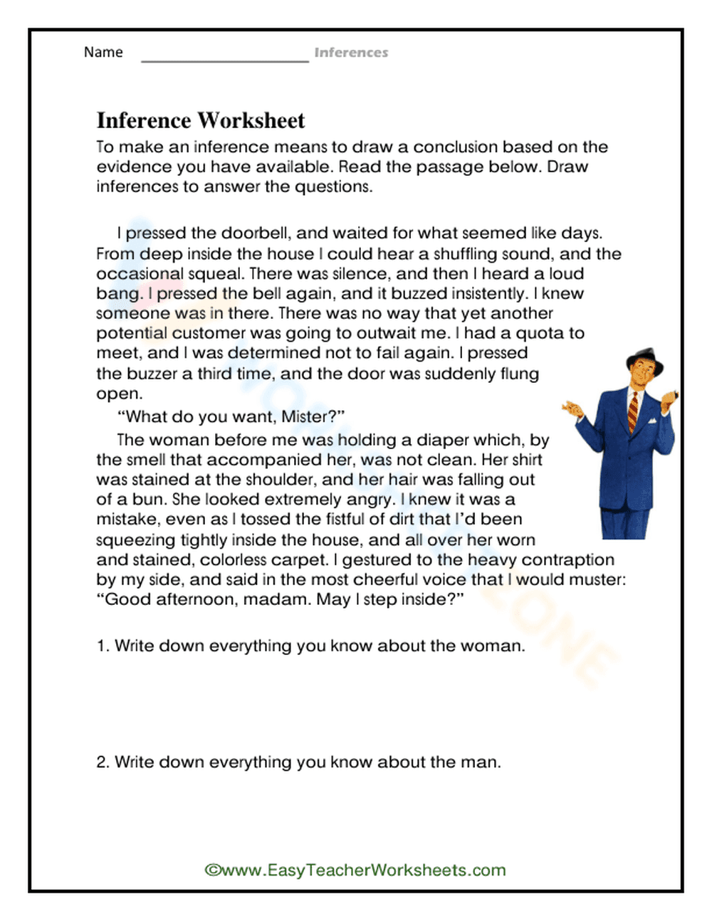 Hey Mister: Inference-Based Reading Comprehension Practice - Page 1
