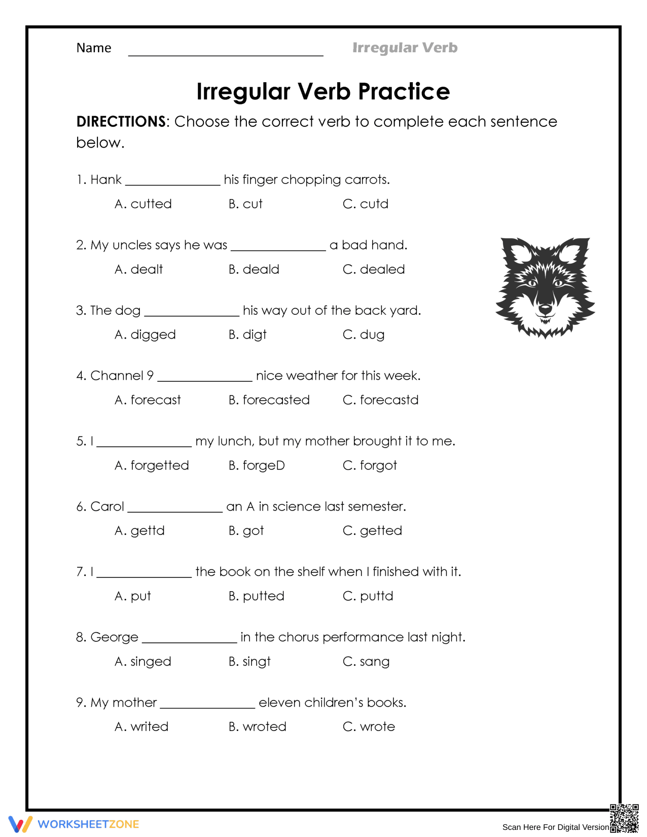 Essential Irregular Verb Practice Worksheet | Grades 3-5 - Page 1