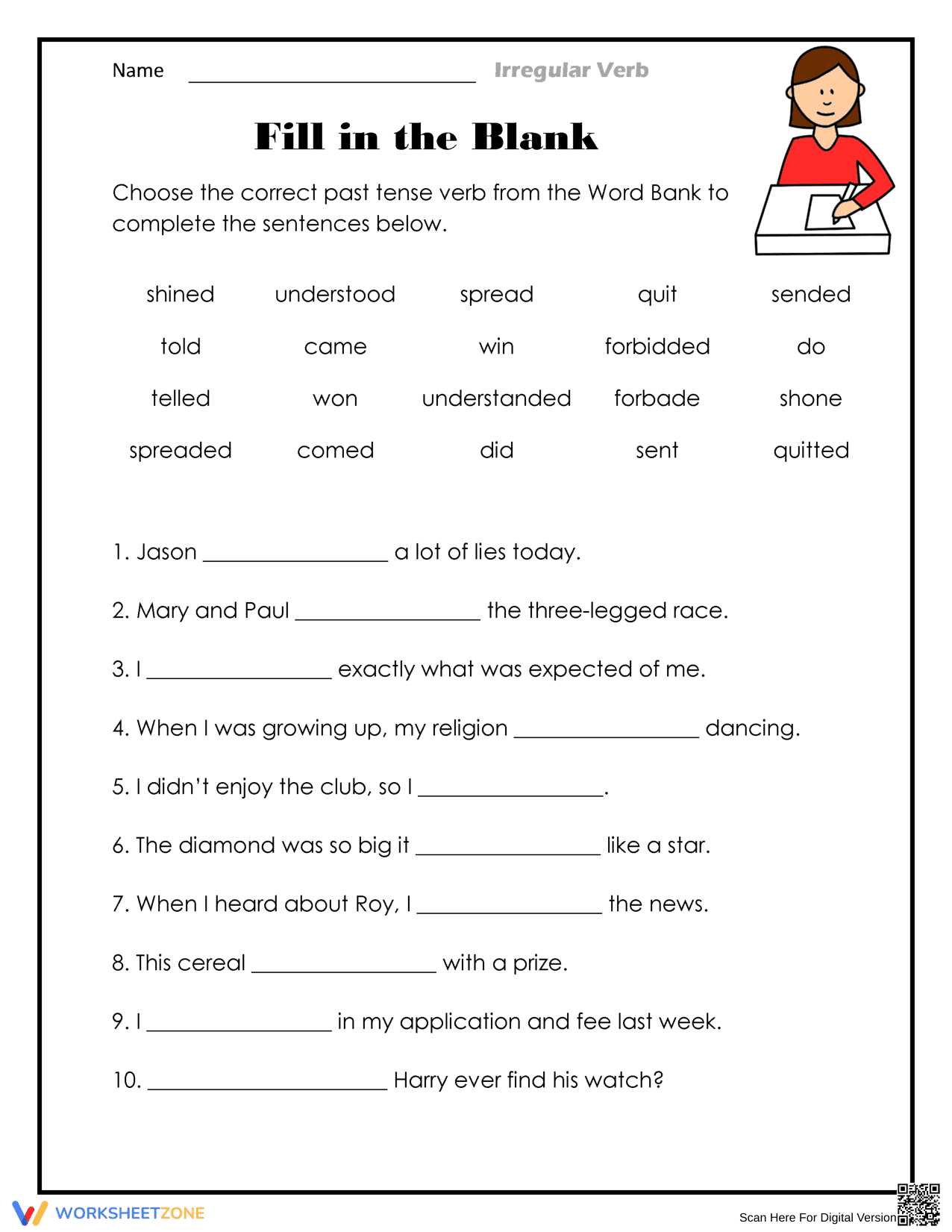 Essential Irregular Past Tense Verbs Worksheet | Grade 3-5 - Page 1