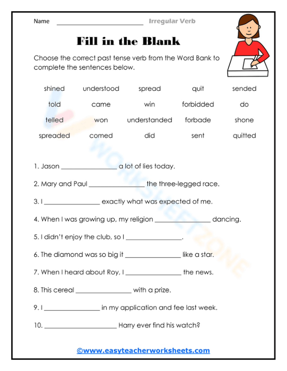 Essential Irregular Past Tense Verbs Worksheet | Grade 3-5 - Page 1