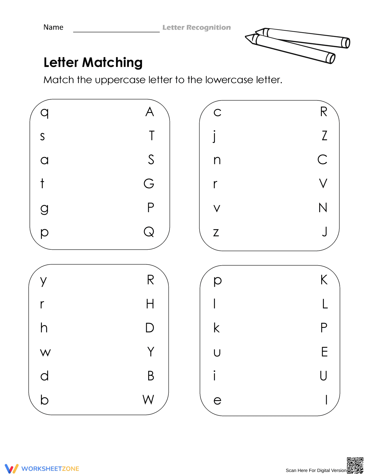 Printable Letter Matching Worksheet | Kindergarten English - Page 1