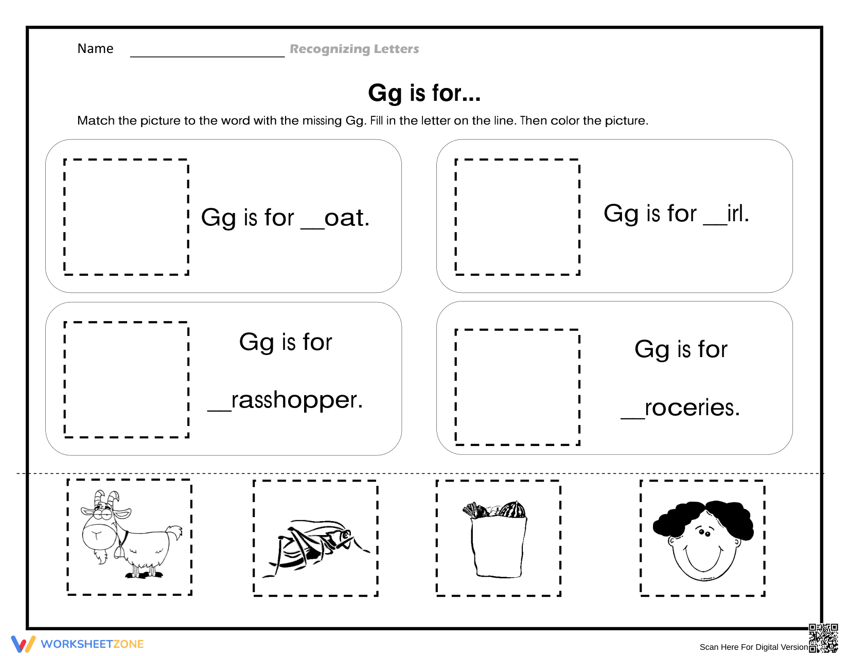 Essential Letter G Phonics Worksheet | Grade 1 Aligned - Page 1