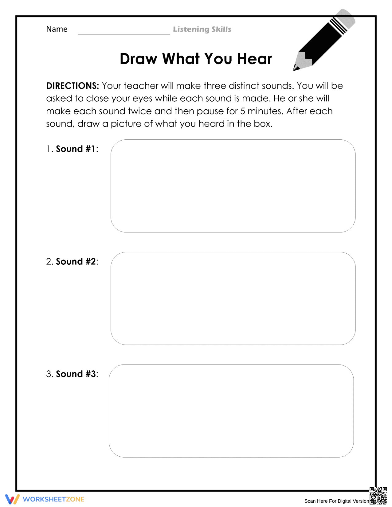Essential Draw What You Hear Listening Worksheet | Grade K - Page 1