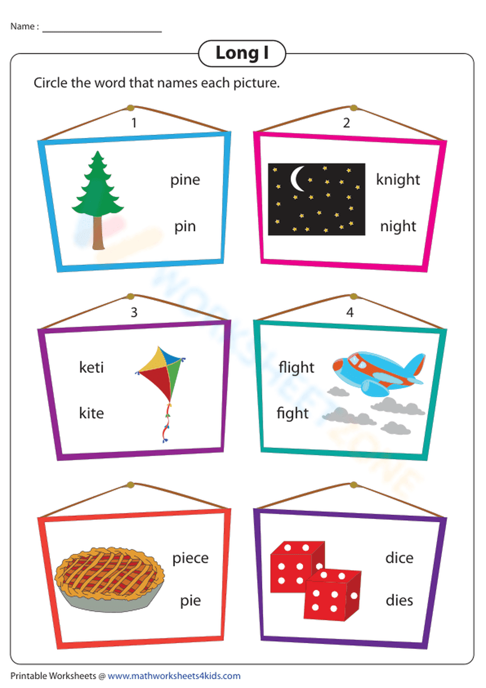 Identifying Long I Words: Pictures and Word Recognition - Page 1