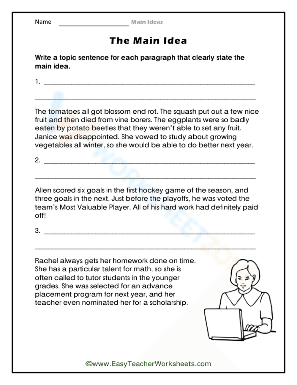 Essential Topic Sentence Practice | Grade 4 ELA - Page 1