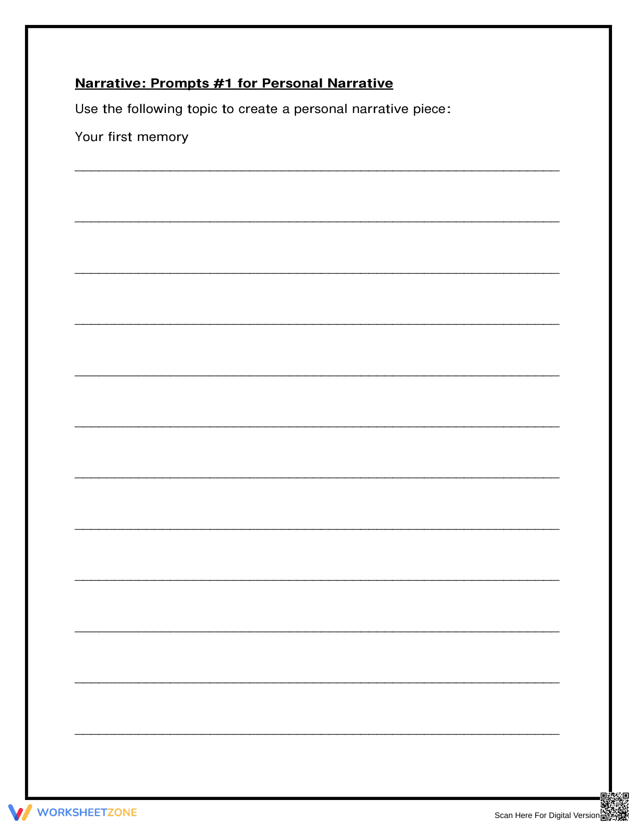 Essential Personal Narrative Writing Prompt | Grade 3 ELA - Page 1