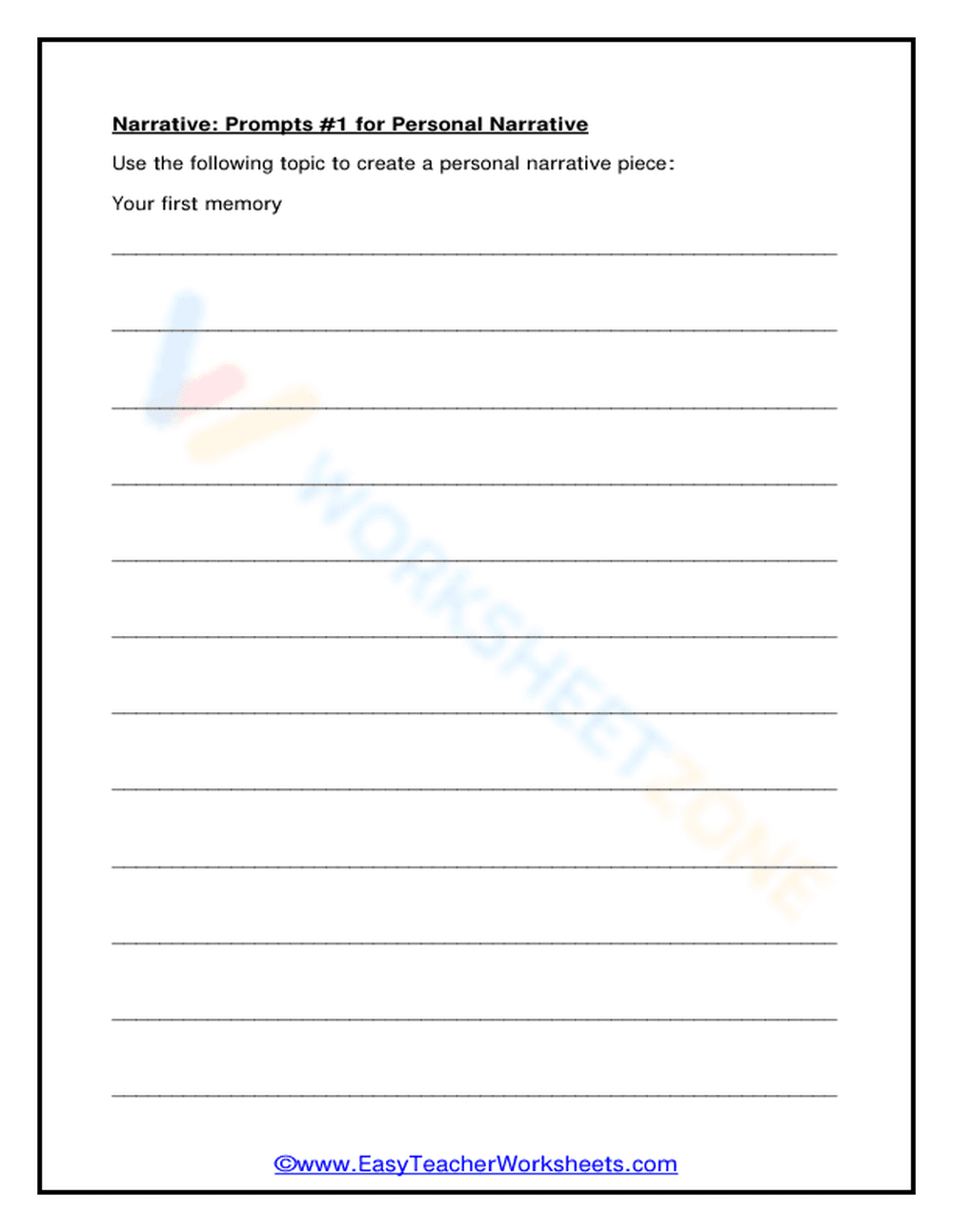 Essential Personal Narrative Writing Prompt | Grade 3 ELA - Page 1