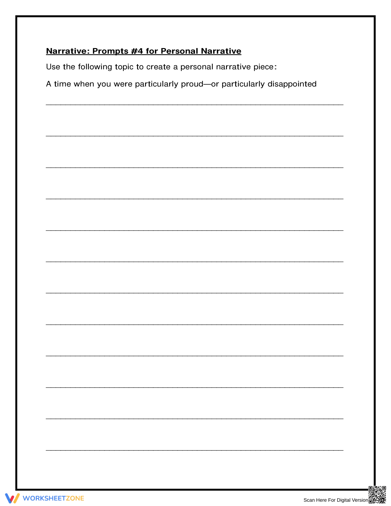 Personal Narrative Prompt Grade 4 — Essential Writing Ready - Page 1