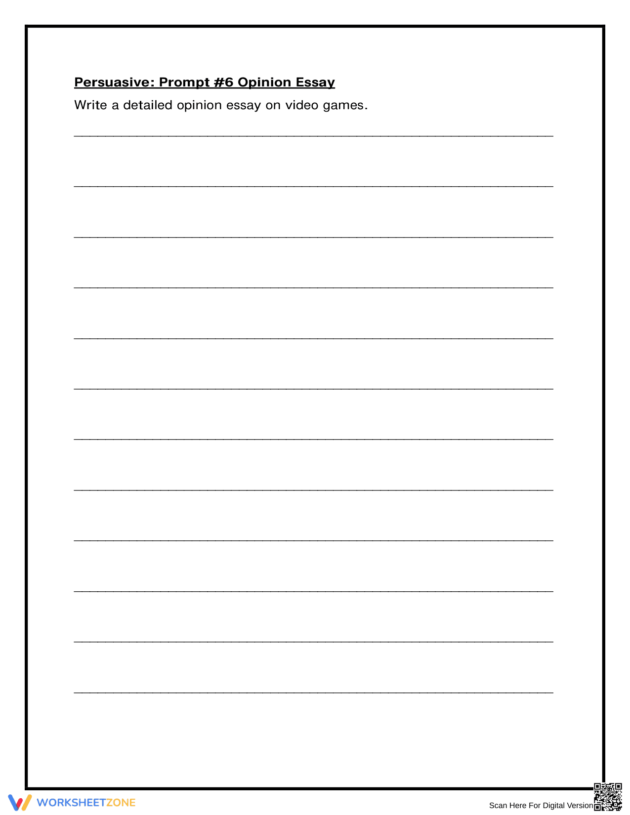 Essential Video Games Opinion Writing | Grade 4 Worksheet - Page 1