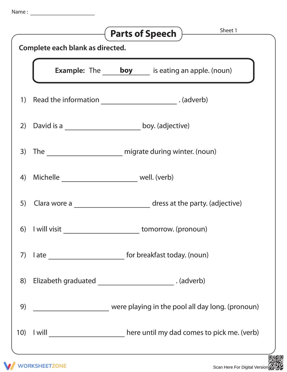Complete the Sentences Worksheet - Page 1