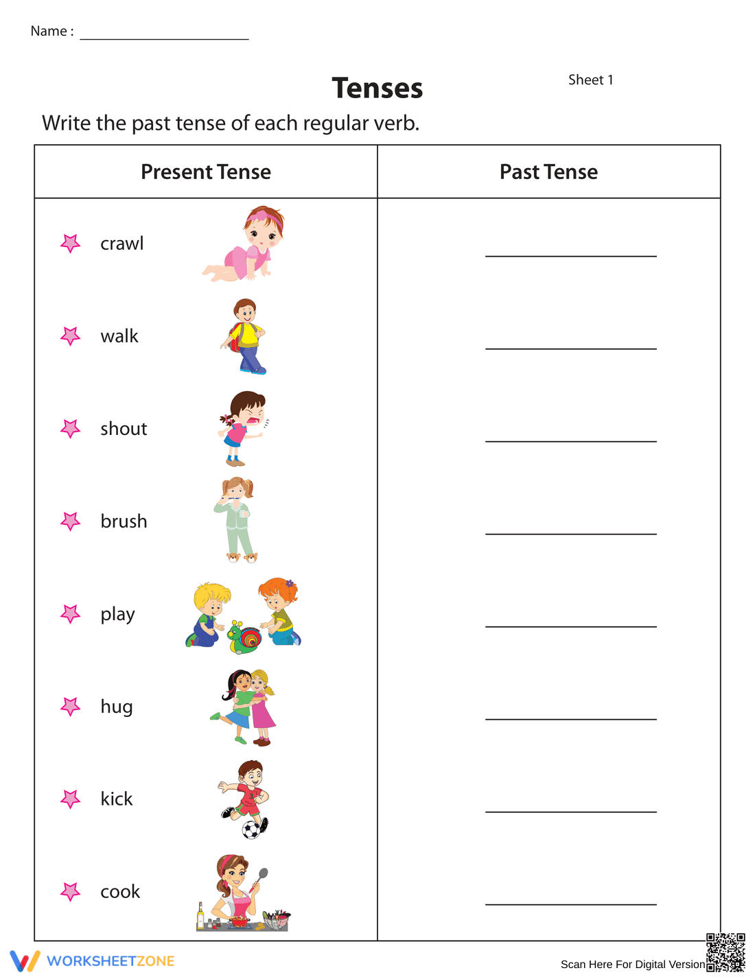Writing Past Tense for Regular Verbs - Page 1