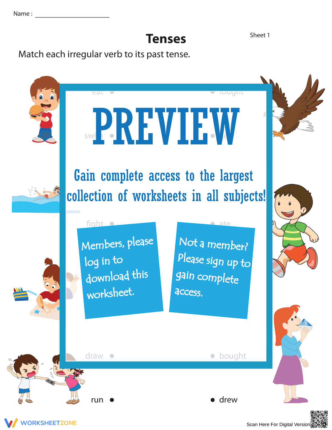 Matching Irregular Verbs to Past Tenses - Page 1