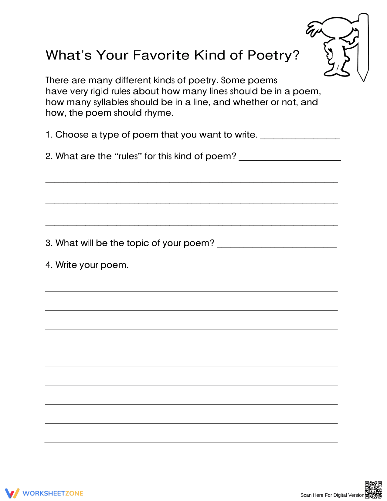 Favorite Kind of Poetry Worksheet - Page 1