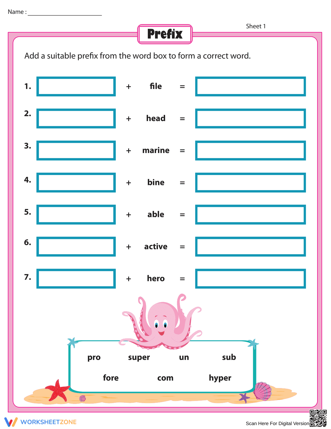 Combine Prefix with the Root Word - Page 1