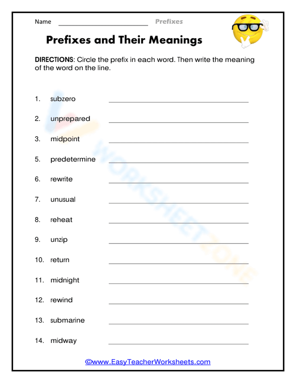 Prefixes and Their Meanings | Essential Grade 3 Worksheet - Page 1