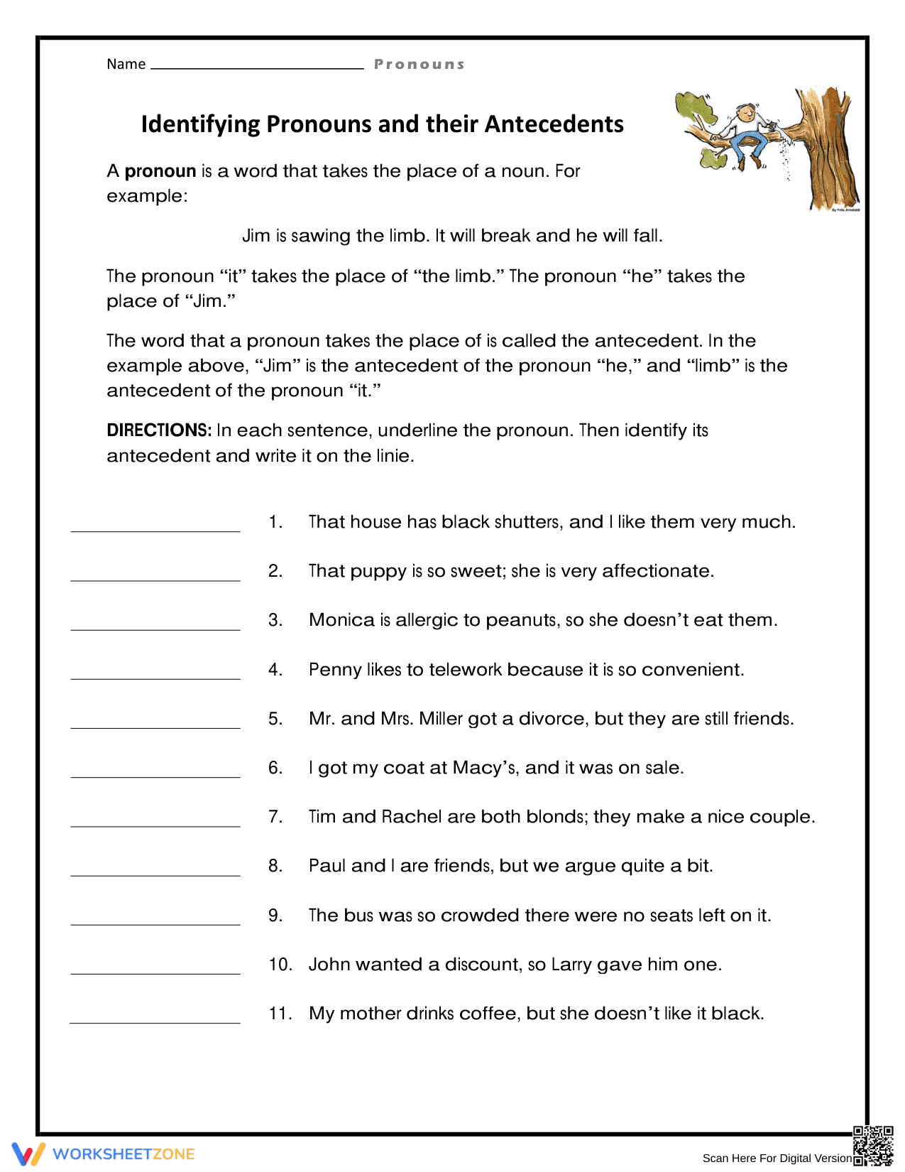 Grade 7-9 Pronouns & Antecedents — Essential Printable - Page 1