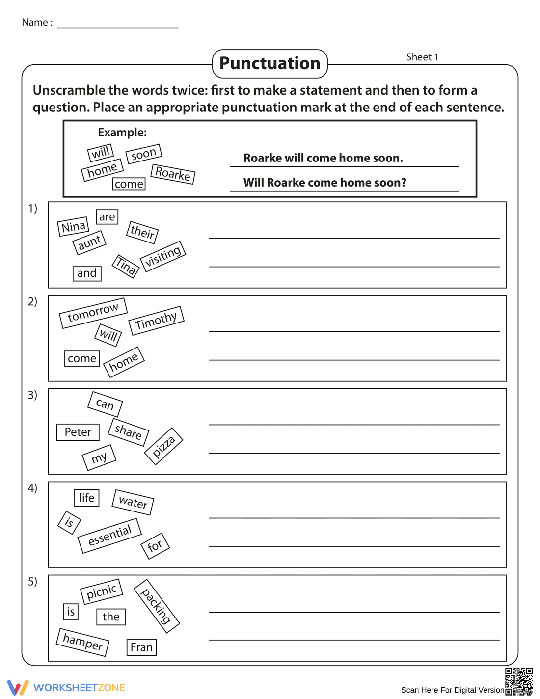 Essential Unscrambling Sentences Worksheet | Grade 3 ELA - Page 1