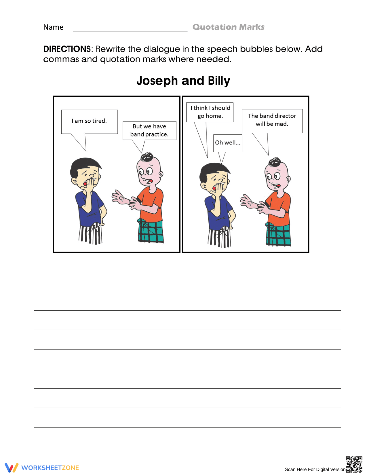 Essential Quotation Marks Worksheet | Grade 3 English - Page 1