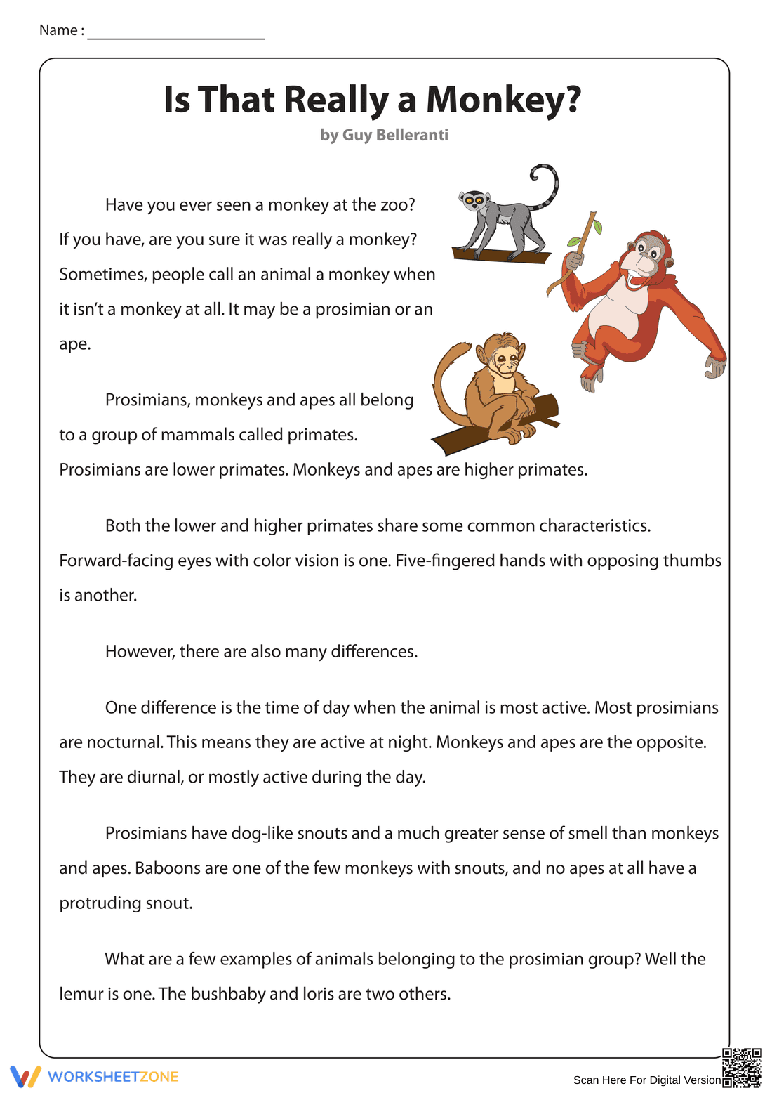 Non-Fiction Reading: Is That Really a Monkey? - Page 1